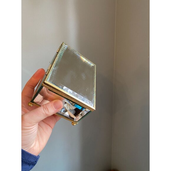 Vintage Mirrored Beveled Jewelry & Music Box With Gold Trim Plays "Love Story" R - Picture 2 of 10